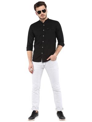 black solid casual shirt - 16167131 - Standard Image - 4