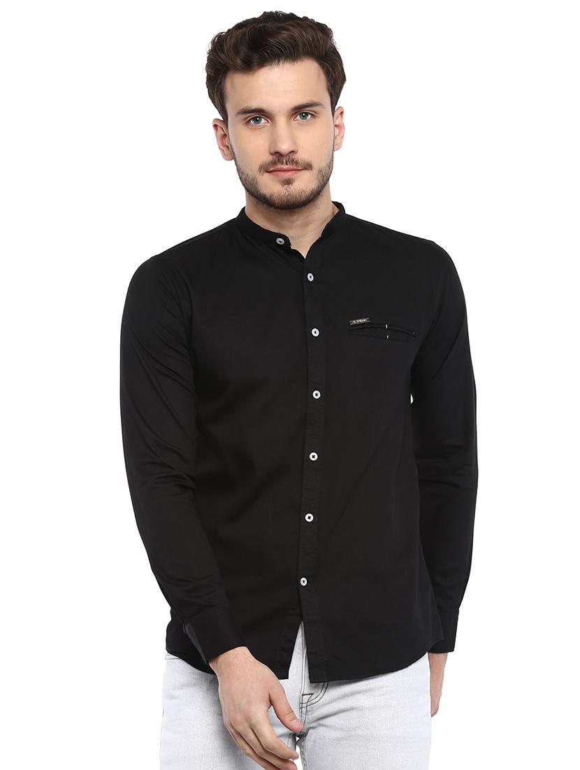 black solid casual shirt - 16167131 - Zoom Image - 1