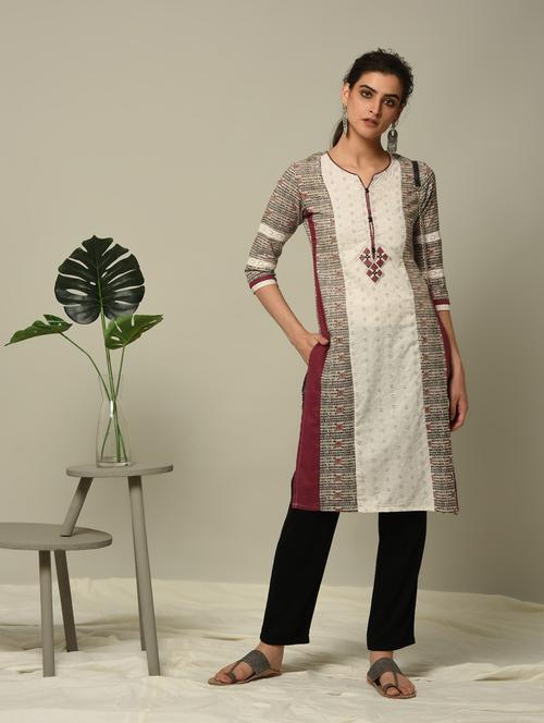typographic printed straight kurta - 16167217 - Standard Image - 1