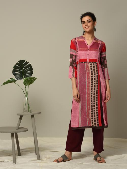 geometrical printed straight kurta - 16167222 - Standard Image - 1
