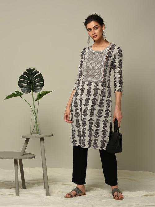 batik embroidered straight kurta - 16167299 - Standard Image - 1
