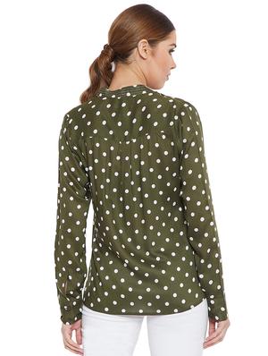 mandarin neck polka dots shirt - 16167320 - Standard Image - 3