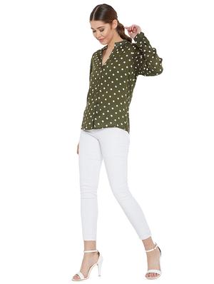 mandarin neck polka dots shirt - 16167320 - Standard Image - 4
