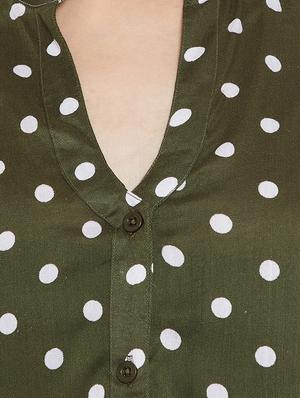 mandarin neck polka dots shirt - 16167320 - Standard Image - 5