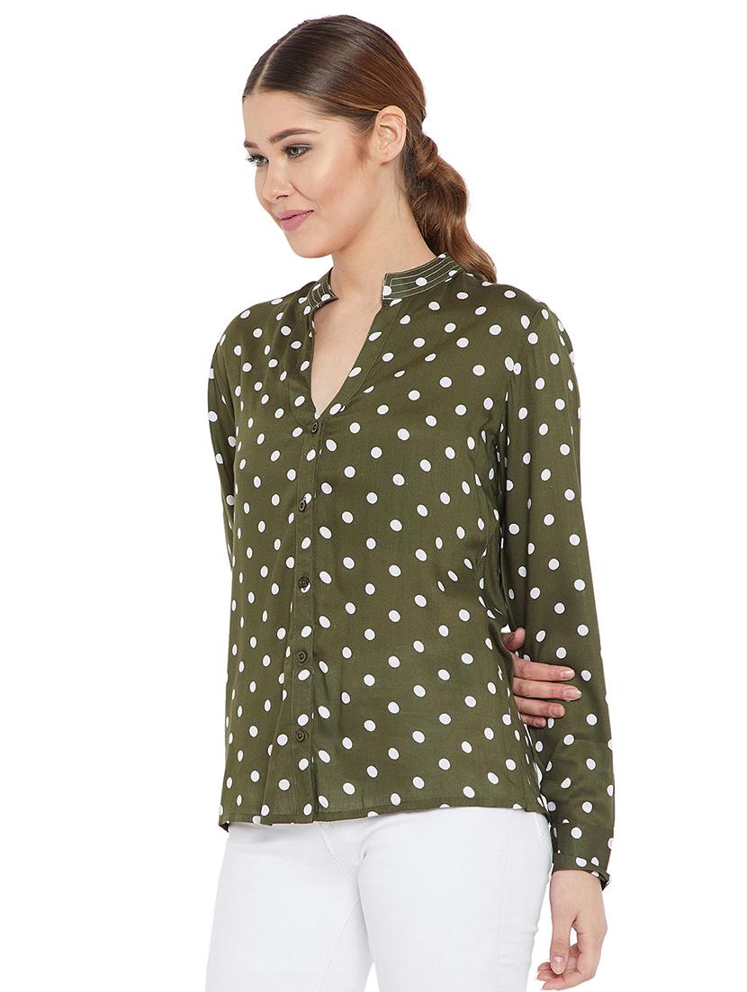 mandarin neck polka dots shirt - 16167320 - Zoom Image - 2