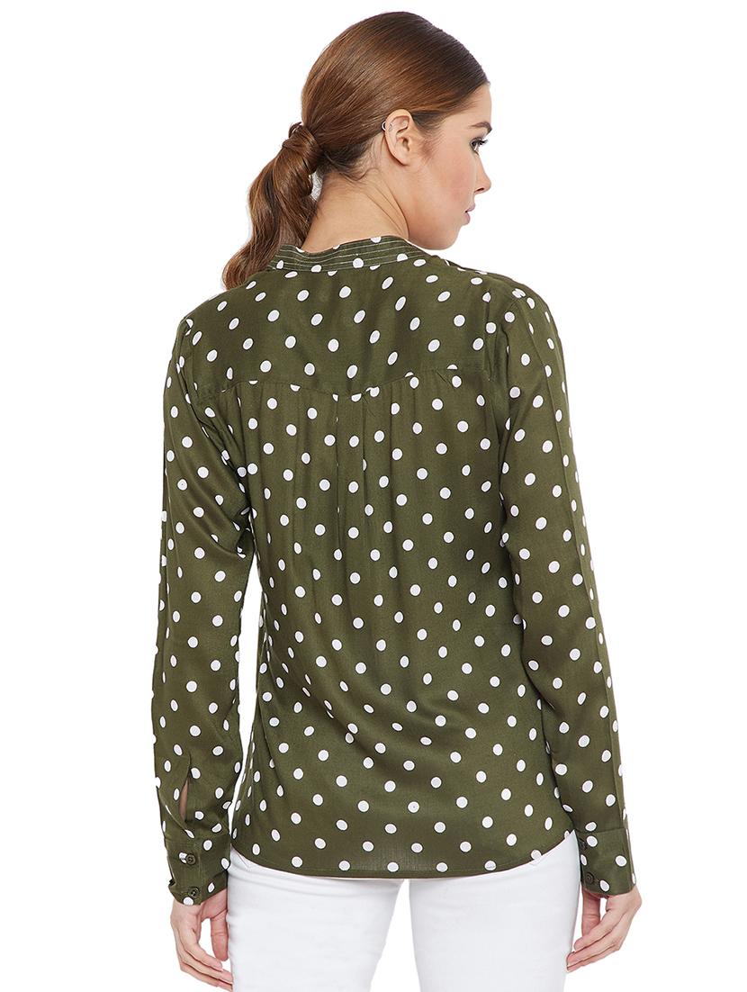 mandarin neck polka dots shirt - 16167320 - Zoom Image - 3