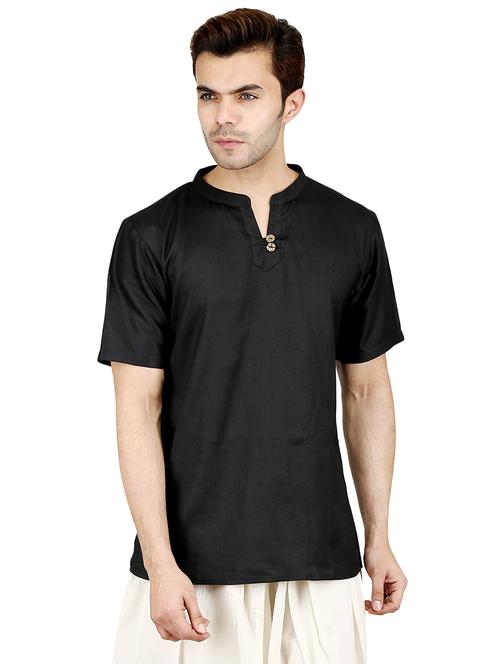 black rayon short kurta - 16167387 - Standard Image - 1