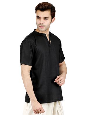 black rayon short kurta - 16167387 - Standard Image - 2