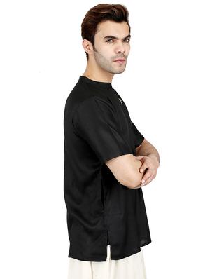 black rayon short kurta - 16167387 - Standard Image - 3