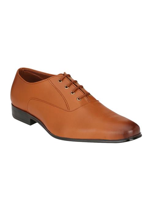 tan leatherette lace-up oxfords - 16167569 - Standard Image - 1