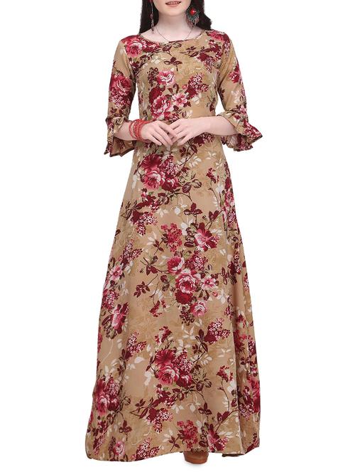 floral frilled bell sleeved maxi dress - 16167750 - Very Small Image - 1