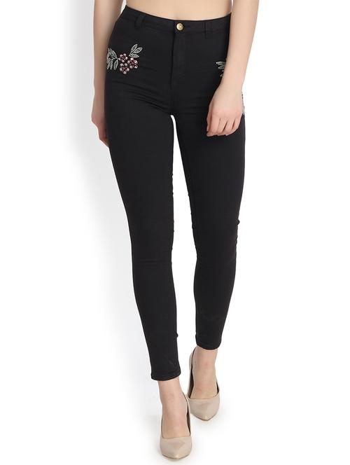 high rise embroidered jeans - 16168791 - Standard Image - 1