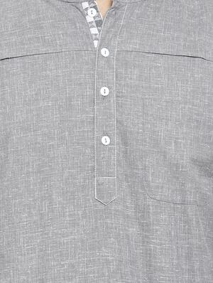 grey solid short kurta - 16168972 - Standard Image - 5