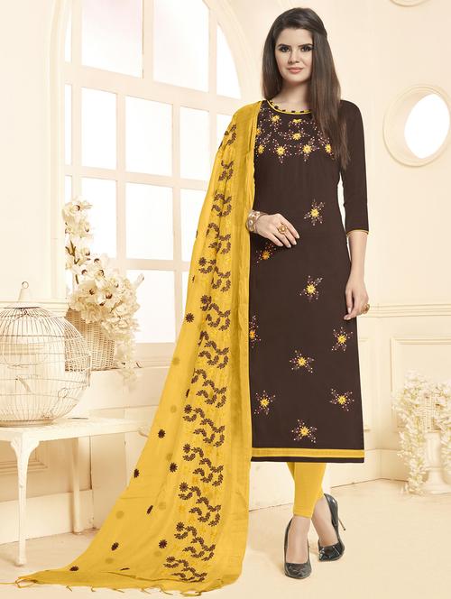 embroidered semi-stitched churidaar suit - 16169030 - Standard Image - 1