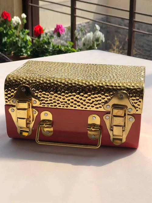 mini hammered storage fun trunk - coral - 16169415 - Standard Image - 1