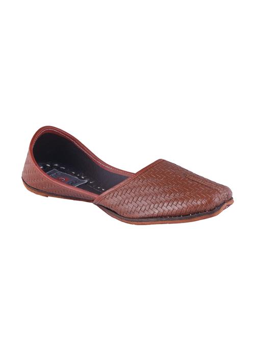tan leather slip on jutis - 16169422 - Standard Image - 1