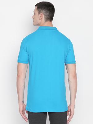 blue solid polo t-shirt - 16169502 - Standard Image - 3