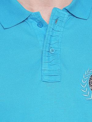 blue solid polo t-shirt - 16169502 - Standard Image - 5
