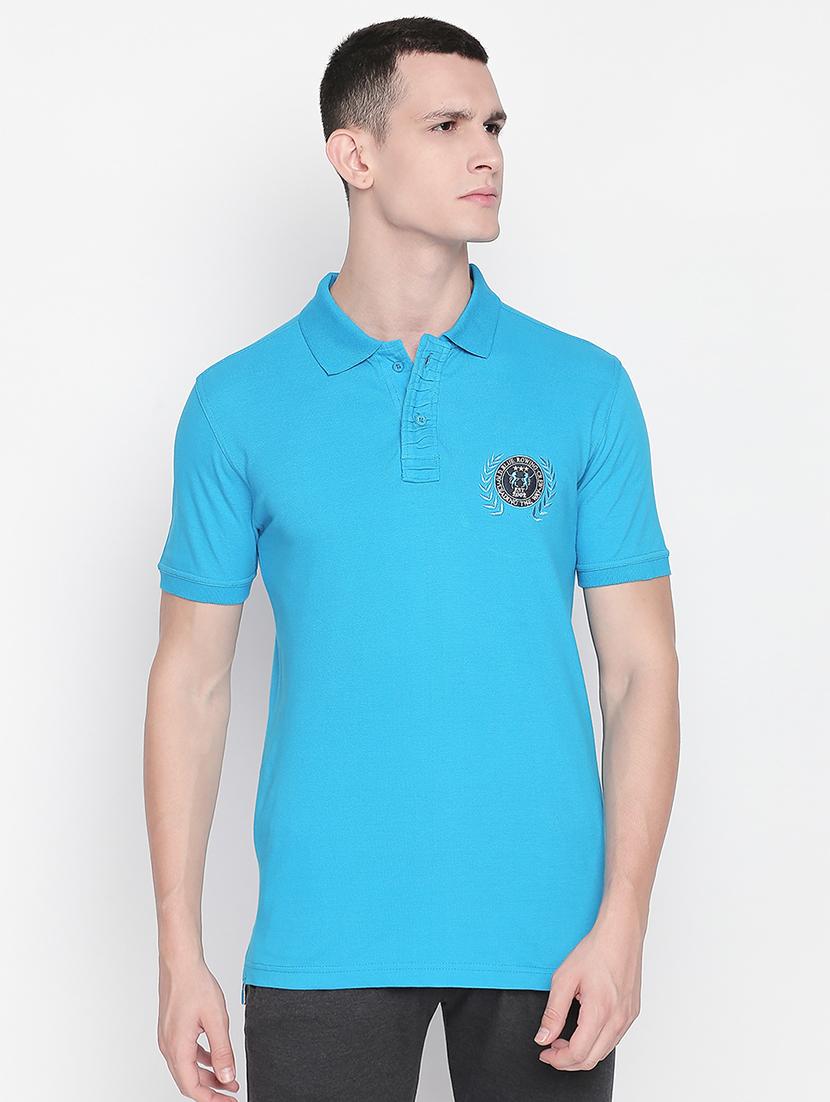 blue solid polo t-shirt - 16169502 - Zoom Image - 1