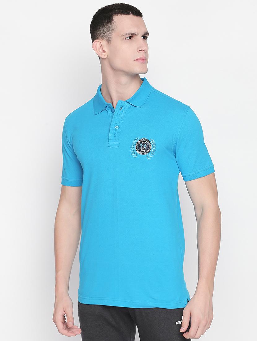 blue solid polo t-shirt - 16169502 - Zoom Image - 2