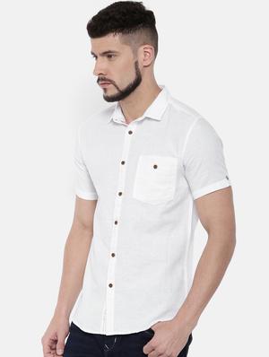 white solid casual shirt - 16169533 - Standard Image - 2
