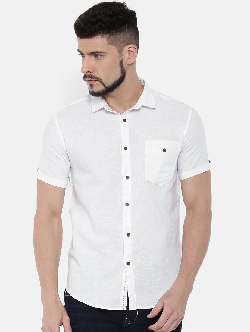 white solid casual shirt - 16169533 - Zoom Image - 1