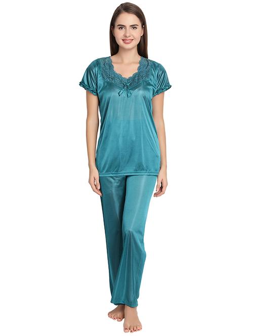 lace detail top and pajama set - 16170025 - Standard Image - 1