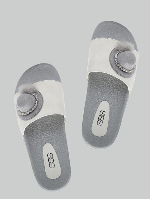 grey slip on flip flops - 16170232 - Standard Image - 1