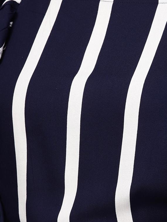 ruffle trim striped jumpsuit - 16170265 - Zoom Image - 4