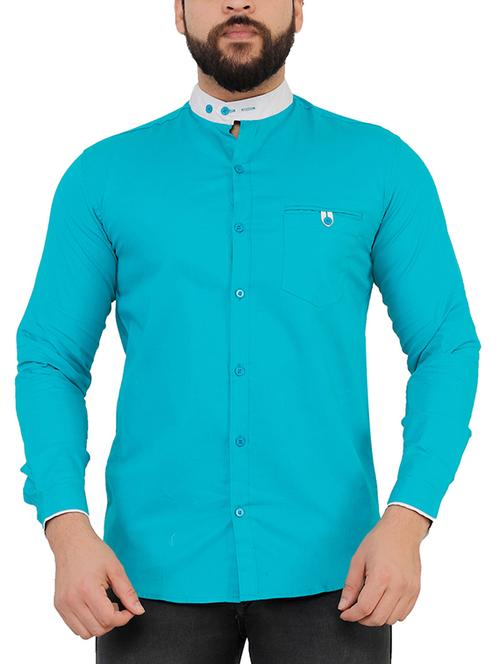 turquoise solid casual shirt - 16170845 - Standard Image - 1