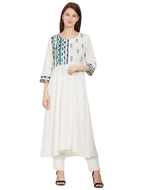Embroidered a-line kurta - 16172379 - Standard Image - 1