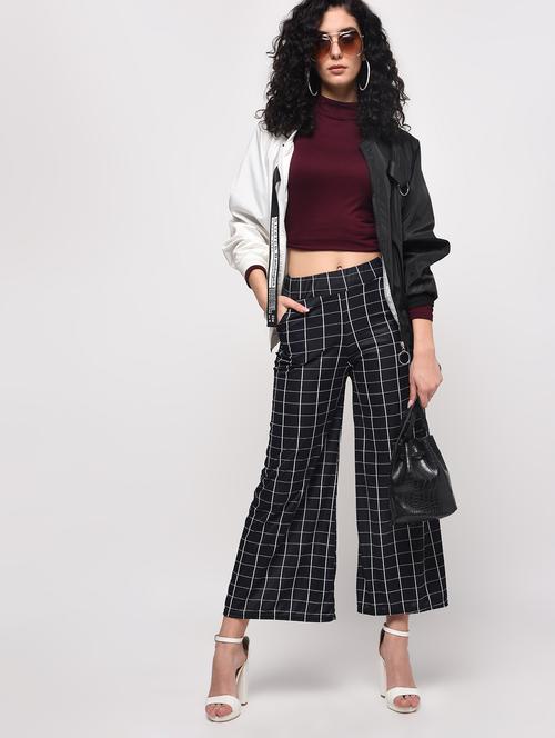 high rise checkered palazzo - 16173082 - Standard Image - 1