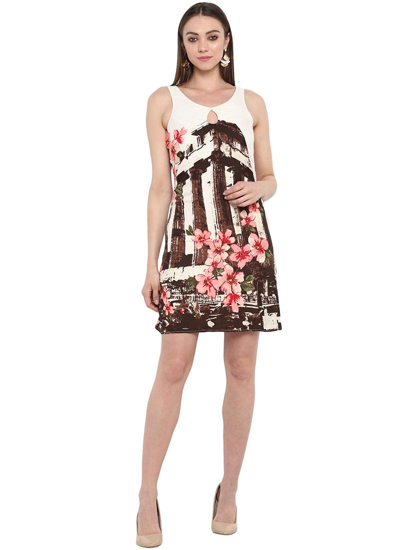 keyhole neck graphic print a-line dress - 16173374 - Zoom Image - 4