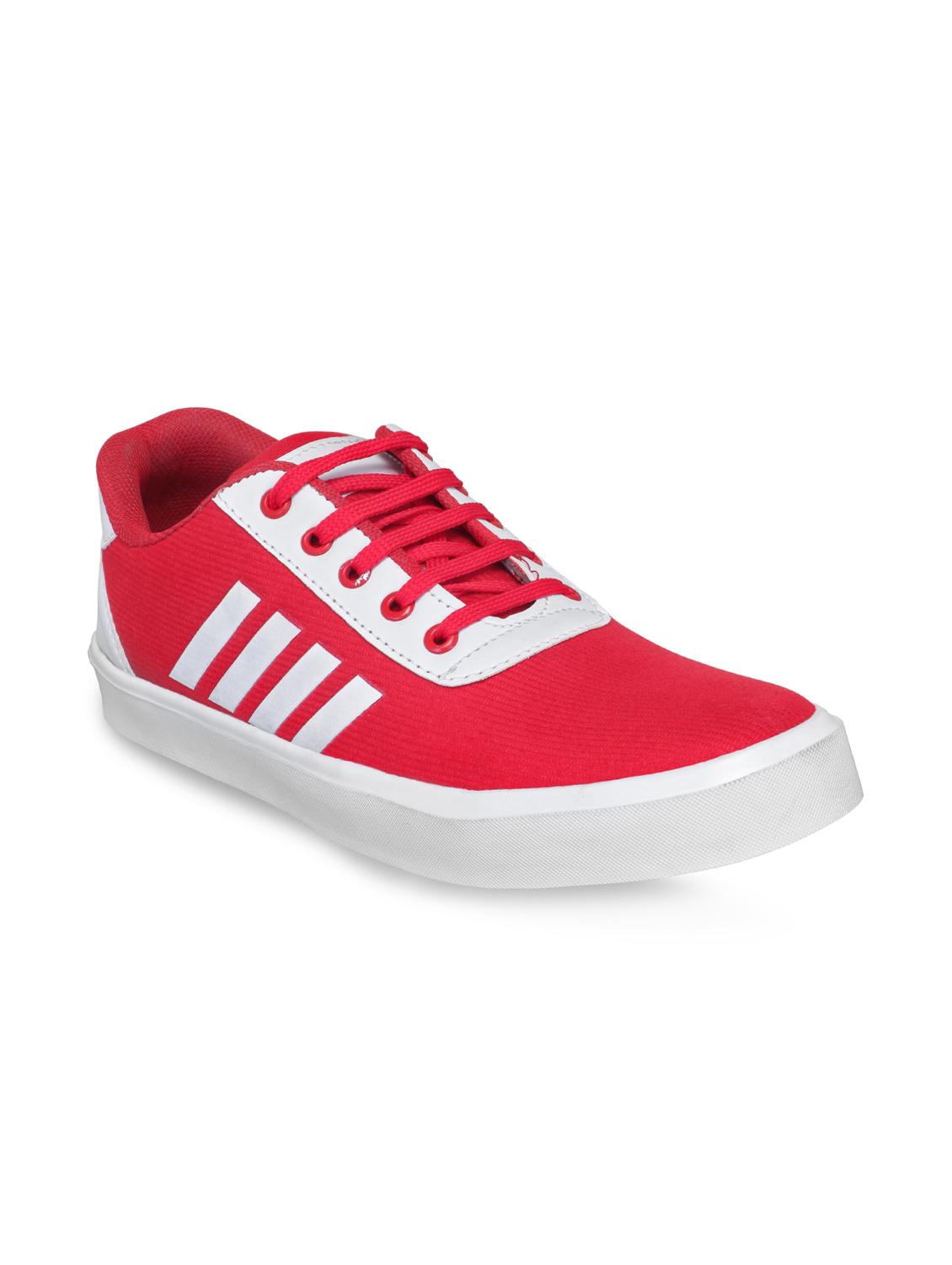 red fabric lace up sneakers - 16174302 - Zoom Image - 1