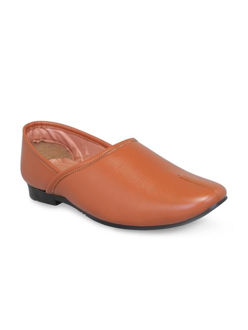 tan leatherette slip on jutis - 16174308 - Standard Image - 1
