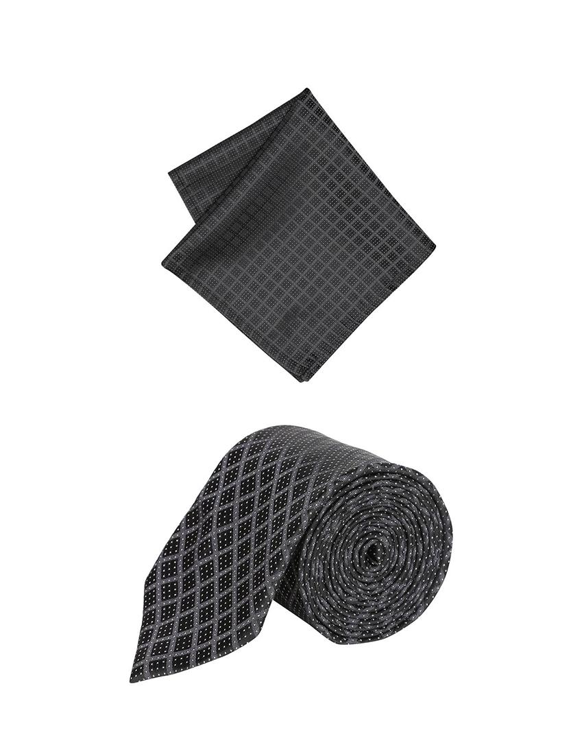 black microfiber tie and pocket square - 16174348 - Zoom Image - 1