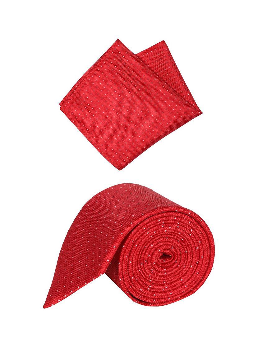 red microfiber tie and pocket square - 16174358 - Zoom Image - 1