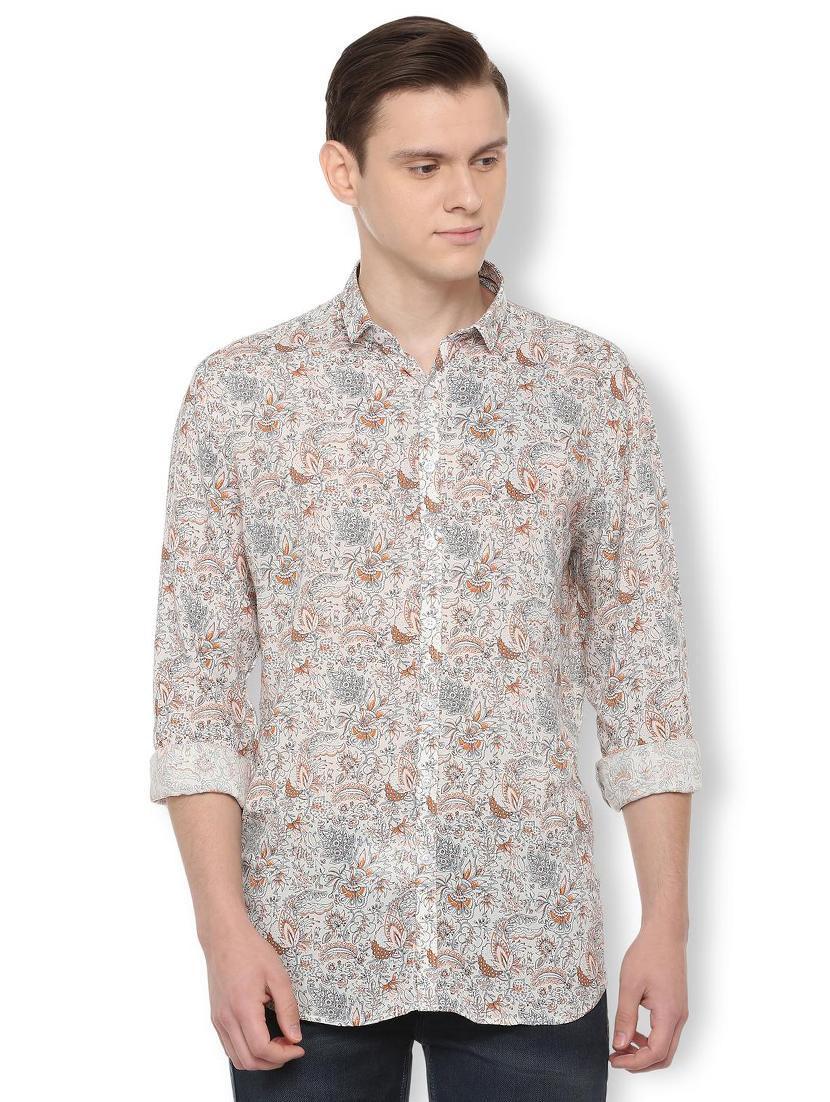 beige printed casual shirt - 16174649 - Zoom Image - 1