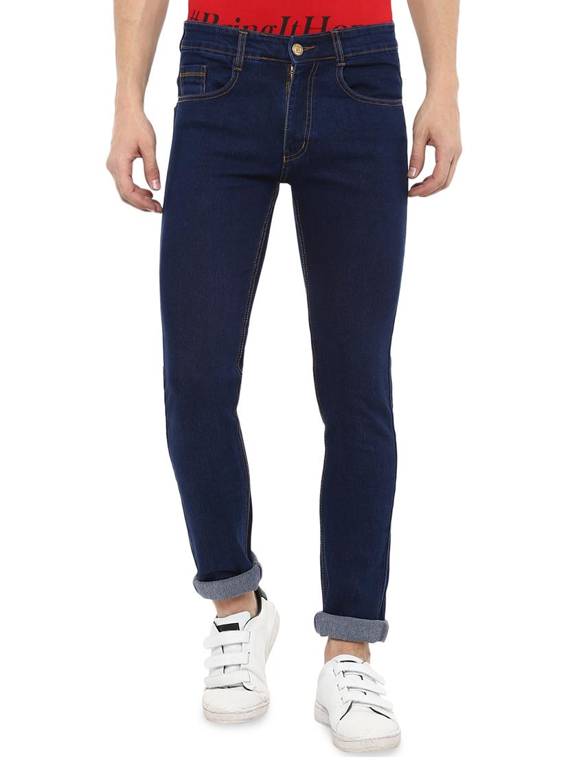 dark blue cotton blend plain jeans - 16174732 - Zoom Image - 1