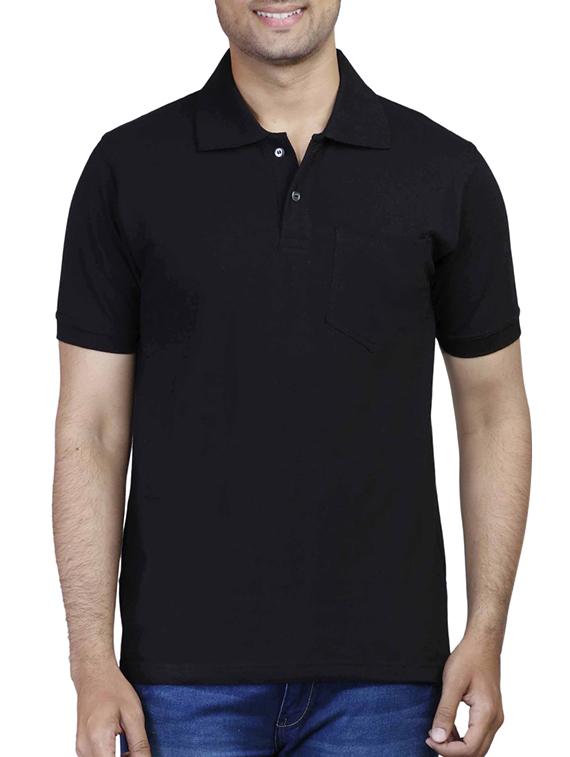 black solid polo t-shirt - 16175780 - Zoom Image - 1