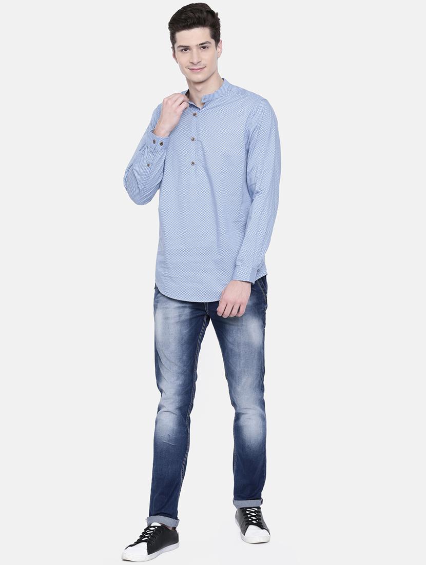 blue printed short kurtas - 16176065 - Zoom Image - 4