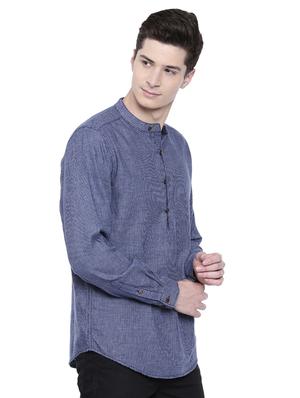 blue checkered short kurtas - 16176071 - Standard Image - 2