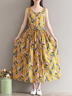 drawstring botanical print maxi dress - 16176528 - Very Small Image - 1