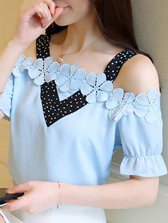 floral lace cold shoulder top - 16176631 - Very Small Image - 1