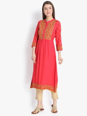 kalamkari print flared kurta - 16177212 - Standard Image - 2