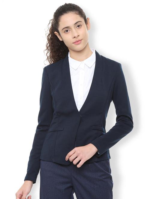 v-neck solid casual blazer - 16178264 - Standard Image - 1