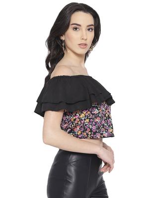 ruffled off shoulder floral crop top - 16178367 - Standard Image - 2