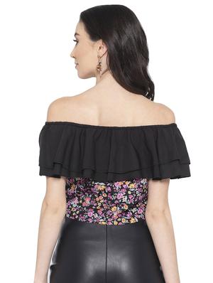 ruffled off shoulder floral crop top - 16178367 - Standard Image - 3