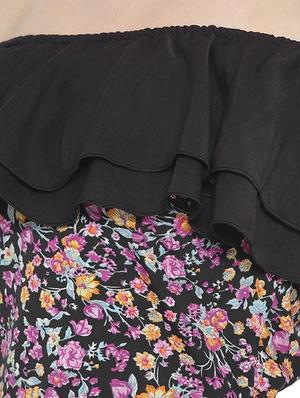 ruffled off shoulder floral crop top - 16178367 - Standard Image - 5