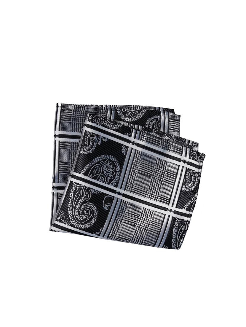 black silk tie and pocket square combo - 16178621 - Zoom Image - 3